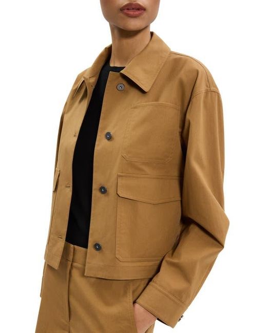 Theory Brown Cotton Crop Work Jacket