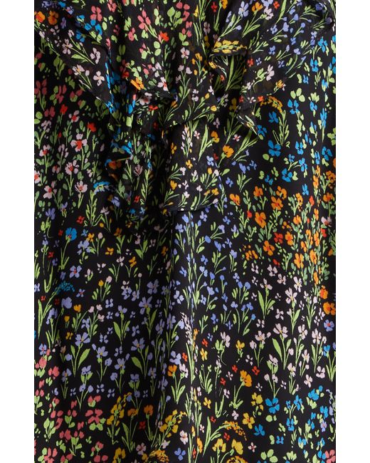 Ramy Brook Black Kendra Floral Print Ruffle Top
