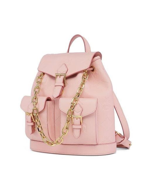 MCM Pink Aren Drawstring Backpack
