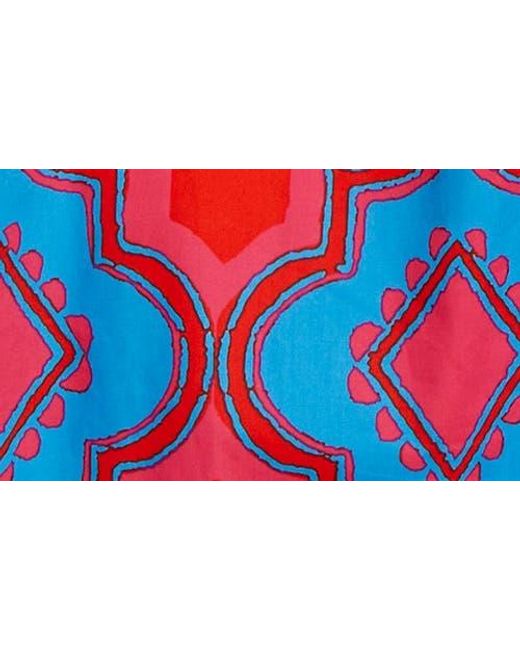 Sugarlips Red Devany Jolene Abstract Print Cotton Trapeze Dress