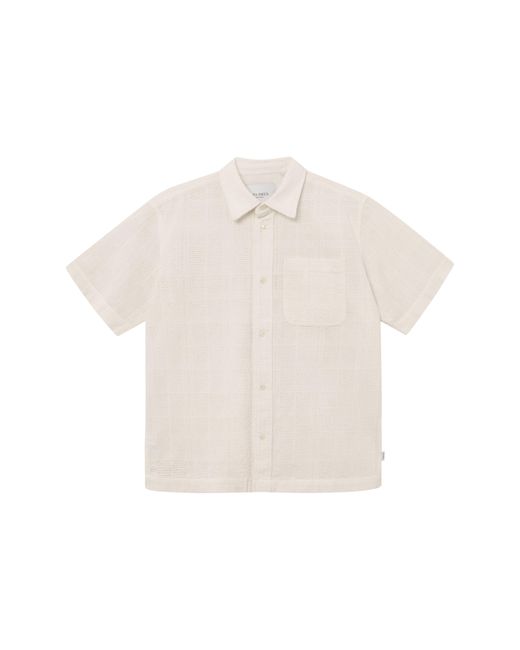 Les Deux White Charlie Short Sleeve Cotton Knit Button-up Shirt for men
