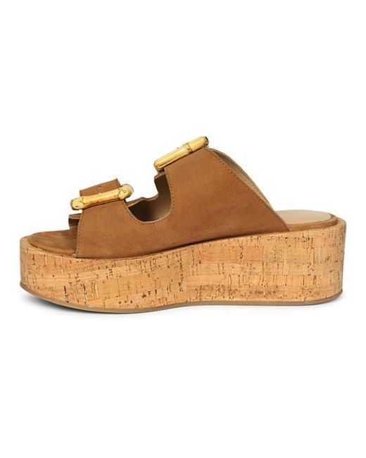 Jelavu Brown Corkie Wedge Cork Sandals With Double Suede Strap