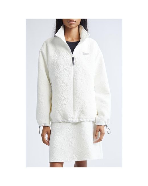 Sandy Liang White Ascher Jacquard Quarter Zip Top