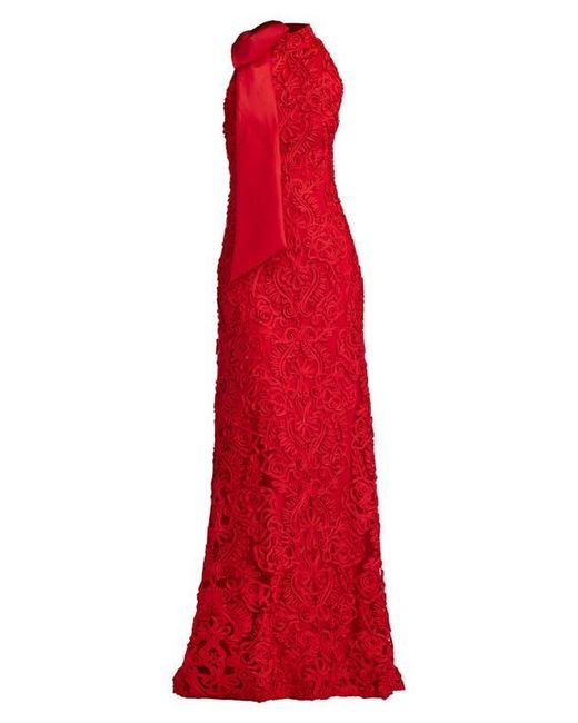 Tadashi Shoji Red Ribbon Bow Sleeveless Gown