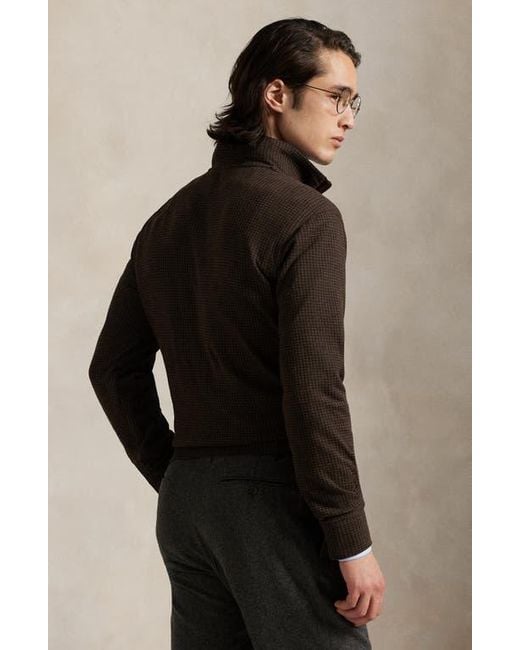 Polo Ralph Lauren Black Houndstooth Luxury Cotton Blend Quarter Zip Pullover for men