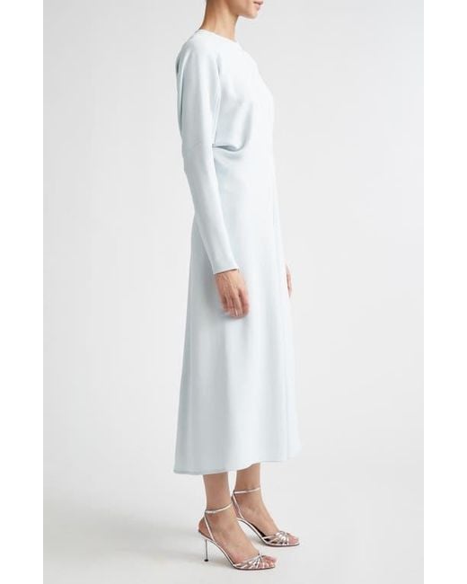 Victoria Beckham Blue Long Sleeve Stretch Crepe Midi Dress