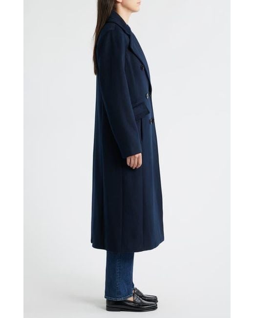 Michael Kors Blue Double Breasted Wool Blend Coat