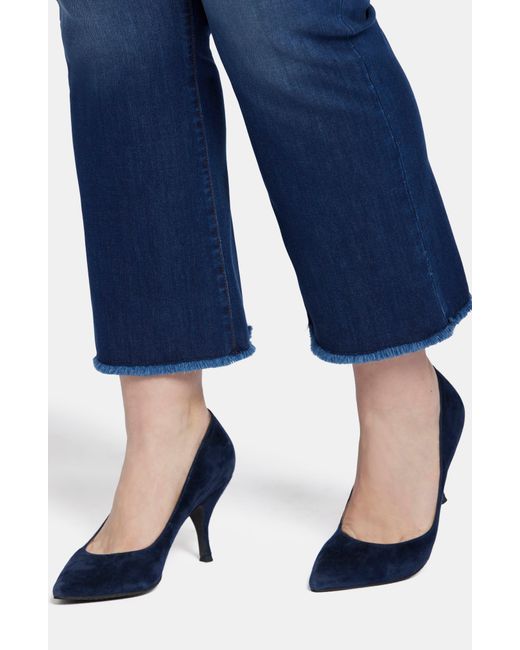 NYDJ Blue Barbara Fray Hem Ankle Bootcut Jeans