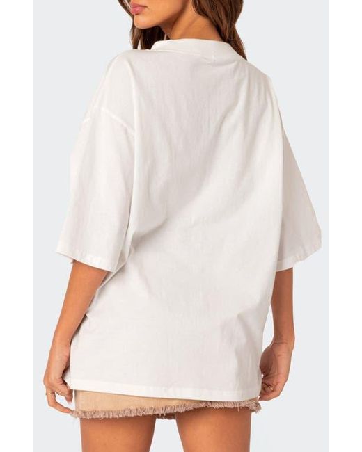 Edikted White 76 Oversize Graphic T-Shirt