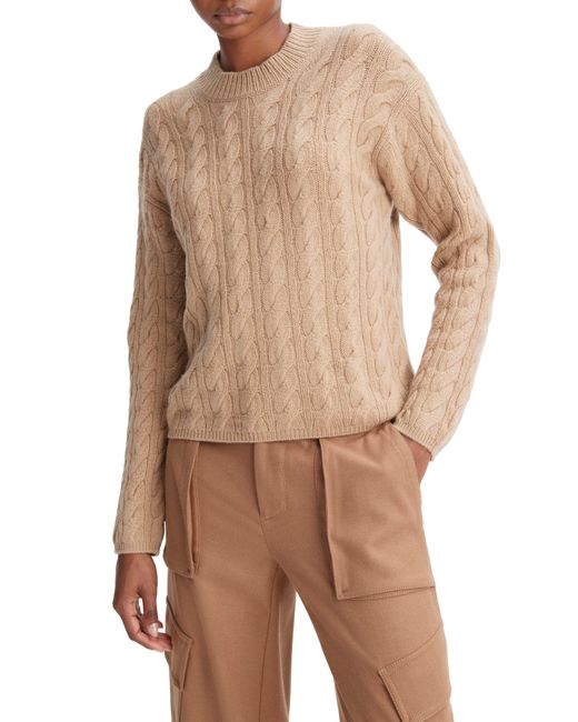 Vince Natural Cable Wool & Cashmere Blend Crewneck Sweater