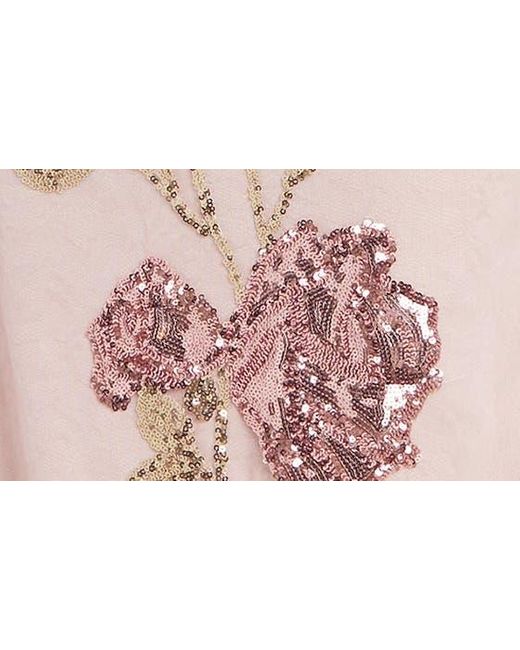 Morgan & Co. Pink Floral Sequin Gown