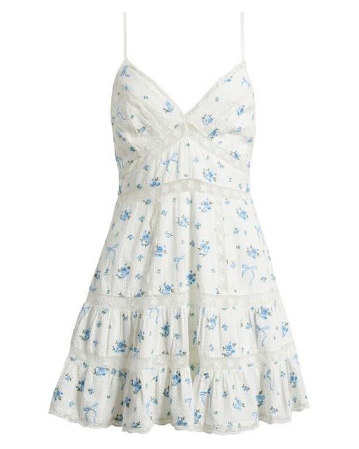 LoveShackFancy Blue Solbina Lace Trim Minidress