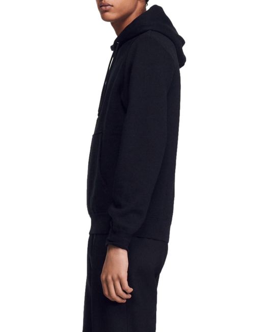 Sandro Blue Embroidered Logo Hoodie for men