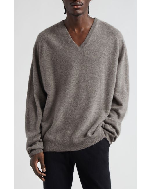Frenckenberger Gray Gender Inclusive Backtrack V-neck Cashmere Sweater
