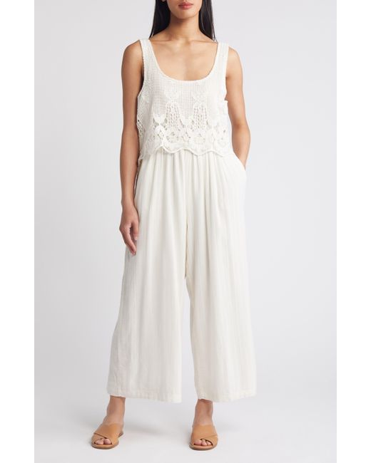 Lucky Brand White Lace Bodice Jumpsuit
