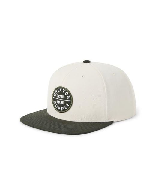Brixton White Oath Iii Snapback Baseball Cap for men
