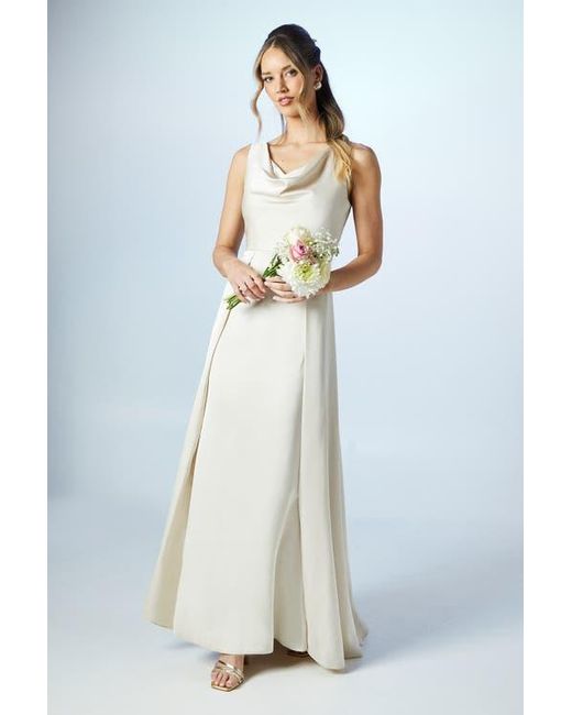 Coast Blue Sleeveless Cowl Neck Bridesmaid Dress