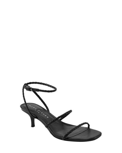 Marc Fisher Black Beylee Ankle Strap Kitten Heel Sandal