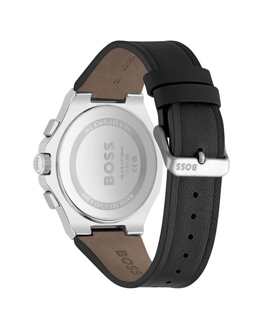 BOSS by HUGO BOSS Taper Chronograph Leather Strap Watch in Black for