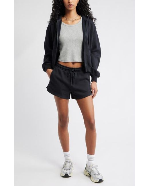 BP. Black Relaxed Cotton Blend Zip Hoodie