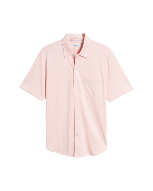 Tommy Bahama Pink San Lucio Islandzone Short Sleeve Knit Button-up Shirt for men