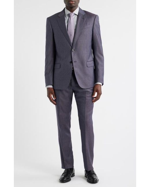 Emporio Armani Blue G-Line Slim Fit Microcheck Wool Suit for men