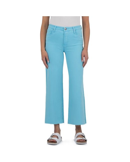 Kut From The Kloth Blue Meg Fab Ab Raw Hem High Waist Ankle Wide Leg Jeans