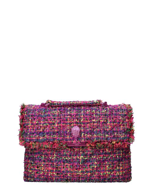 Kurt Geiger Purple Large Kensington Tweed Convertible Shoulder Bag