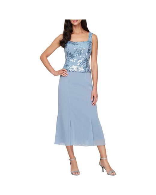 Alex Evenings Sequin Detail Cocktail Midi Dress With Jacket in Blue | Lyst Alex Evenings Sequin Detail Cocktail Midi Dress With Jacket in Blue | Lyst