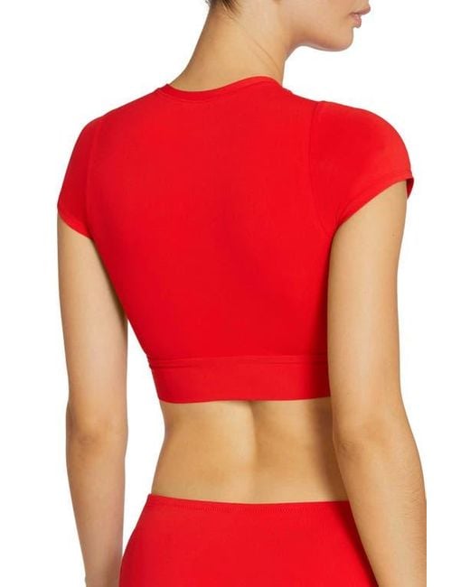Robin Piccone Red Ava Knot Front Tee Bikini Top