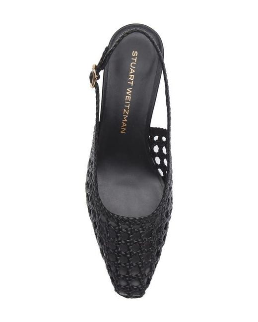 Stuart Weitzman White Stassi Woven Slingback Pump