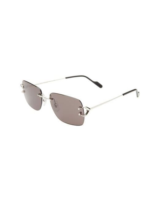 Cartier Brown 59Mm Rimless Rectangular Sunglasses for men