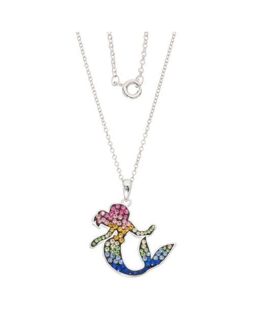 Disney Pink The Little Mermaid Ariel Crystal Flash Plated Pendant Necklace, 18