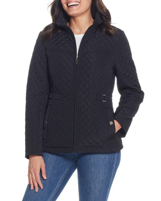 Gallery Blue Quilted Stand Collar Jacket