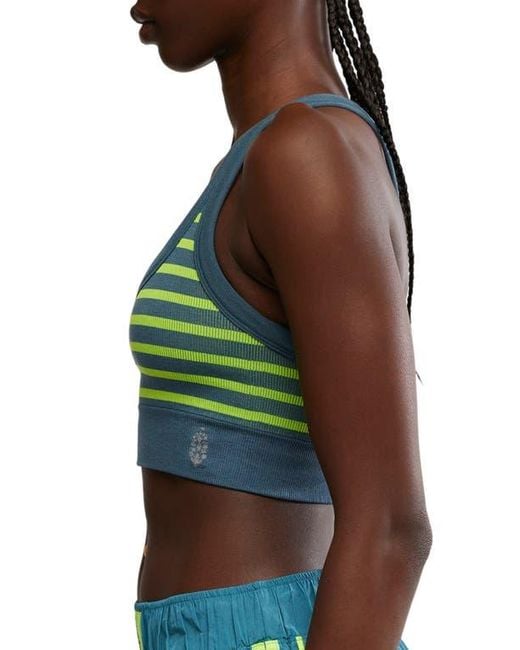 Free People Green Fp Movement Stripe Go To Sports Bra