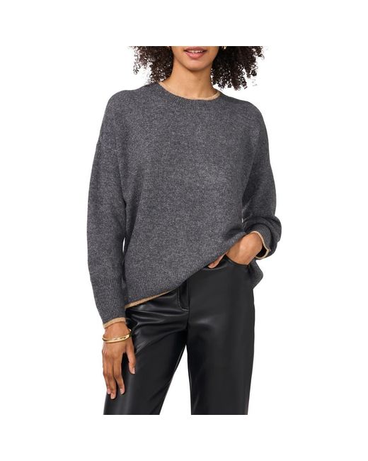 Vince Camuto Gray Tipped Crewneck Sweater