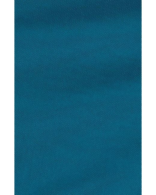 Open Edit Blue Ruched Strapless Mesh Dress