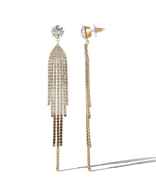 Jessica Simpson White Crystal Rhinestone Fringe Dangle Long Statement Earrings