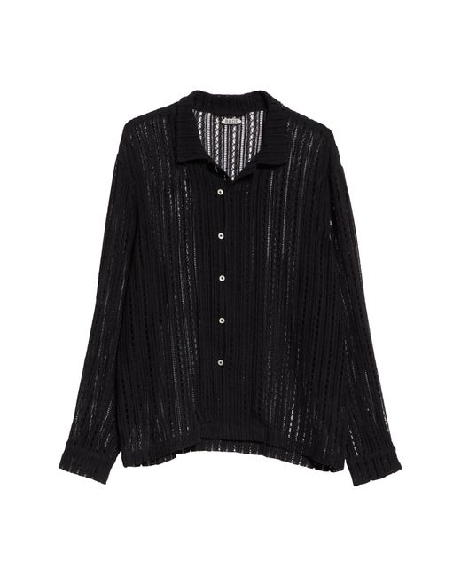 Bode Black Meandering Lace Button-up Shirt for men