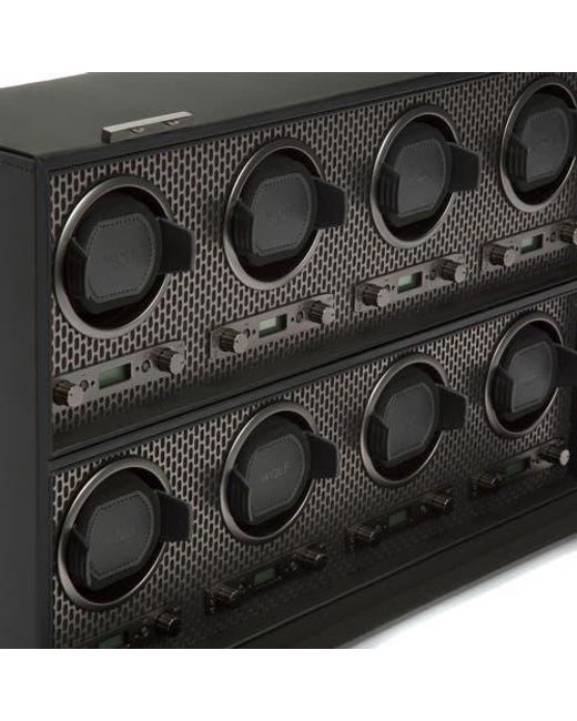 Wolf Black Axis 8 Piece Watch Winder for men