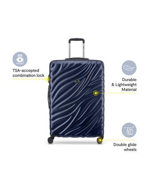Delsey Paris Blue Alexis Hardside 29-Inch Checked Expandable Spinner Luggage