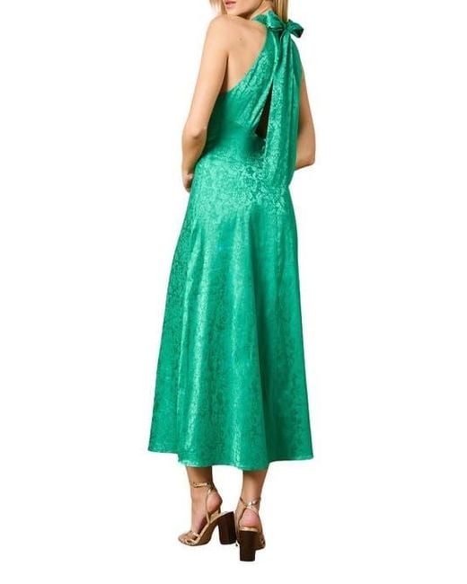 Oasis Green Bias Halterneck Midi Dress
