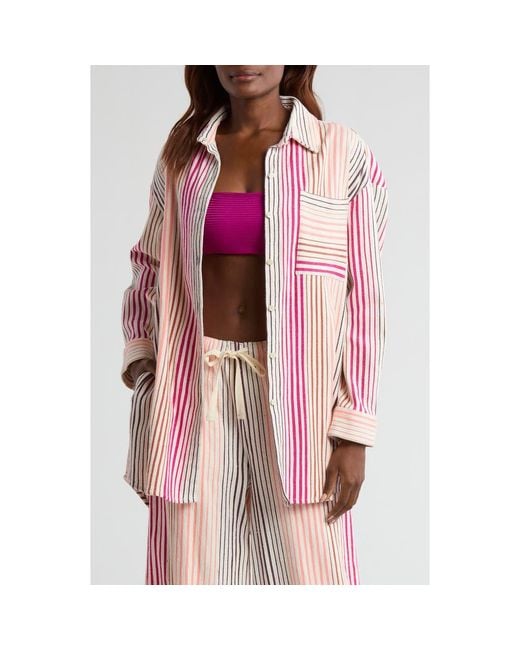 Lemlem Pink Mariam Button-Up Shirt
