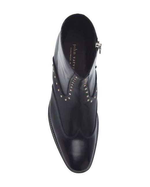 John Varvatos Black Ludlow Stud Wingtip Zip Boot for men