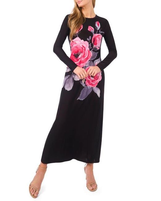 Ted Baker Black Eloise Placed Floral Long Sleeve Maxi Dress