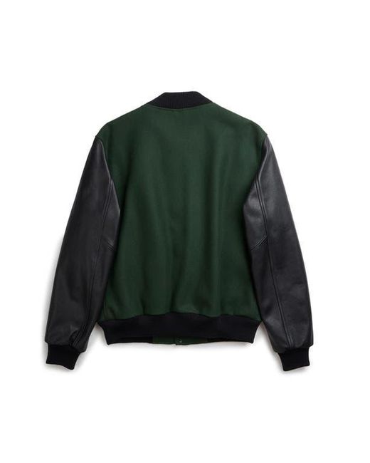Last Wolf Green Pine Varsity Jacket for men