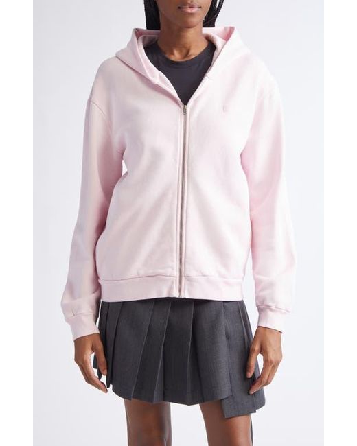 Acne Pink Fupiter Face Patch Fleece Zip Hoodie
