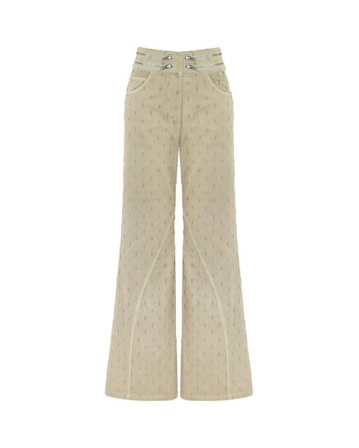 Nocturne Natural Wide Leg Jeans With Zipper Detail At Waist