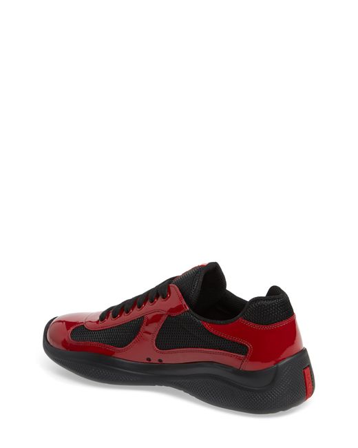 Prada Leather Americas Cup Sneaker in Red for Men - Lyst
