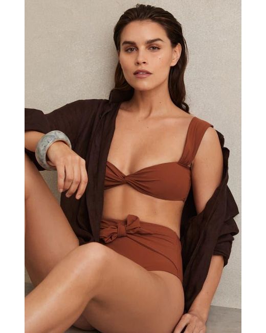 Reiss Black Hallie Twist Front Bikini Top